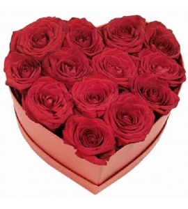 Розы сердце в коробке „Сила Любви“