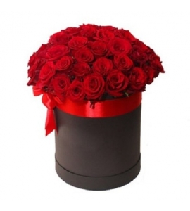 51 красная роза в коробке „Тиффани“