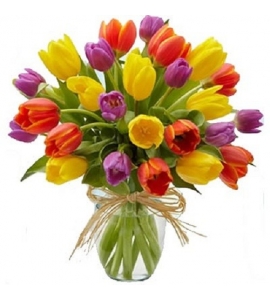 Букет из разноцветных тюльпанов „ Карусель“ F0516