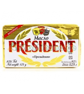 125 გრ.  კარაქი 82%. პრეზიდენტი, კარაქები, რძის ნაწარმი. President