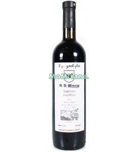 750 ml. Saperavi, red dry wine, alcohol 13.5%. M.D. Winery
