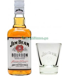 Bourbon: Jim Beam - White 40% (ჯიმ ბიმი - უაით) - 0.5ლ.* +  ჰაიბოლის ჭიქა