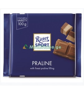 100გრ. რძიანი შოკოლადის ფილა , Ritter sport/ რიტერ სპორტი , პრალინესის შიგთავსით, პლიტკა