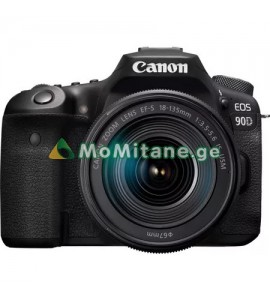 ციფრული კამერა , Canon EOS 90D Black + Lens EF-S 18-135 IS USM